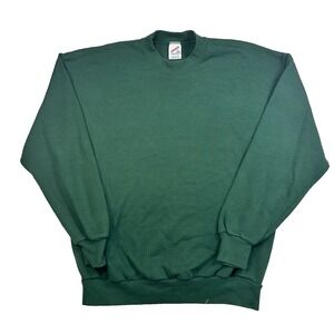 Vtg 90s Jerzees Blank Crewneck Fleece Sweatshirt Mens XL Green Made In USA